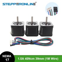 스텝모터 스테핑모터 리니어스테이지 엑츄에이터 nema 17 스테퍼 모터 39mm 42bygh 1.5a 45ncm nema17 스테핑 모터 4-리드 w1m 케이블 앰프 3D, 프랑스, 5PCS 17HS15-1504S-X1
