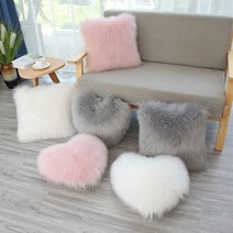 KVM 퍼 쿠션 사각 하트쿠션 쿠션솜포함 소파 침대 거실 인테리어 쿠션 PS8755, 하트, 화이트