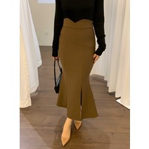 모던 시크 허리라인 스판 밴딩 핫핑크 h라인 머메이드 롱 스커트