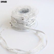 크리스마스 가죽 리본 별 눈꽃 장식 테이프 크리스마스 트리 장식 diy 장식 재료, 1Cm와이드복합거즈실버5M