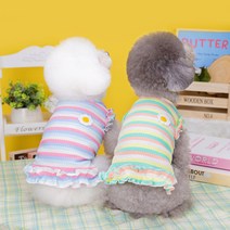 화사한 강아지옷 봄옷 고양이옷 데일리 티셔츠 외출복 애견옷 실내복, [블루] 꽃송이 프릴티