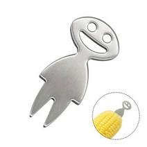 포크 옥수수 꼬치 스테인레스 스틸 옥수수 홀더 바베큐 스틱 키트 1 개 옥수수 속 꼬치 휴대용 과일 포크 야외 바베큐 도구, B, 러시아