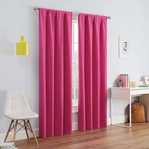 ECLIPSE Kendall 모던 암막 보온 로드 포켓 창문 커튼 침실 또는 거실용(패널 1개) 106.7cm x 241.3cm(42 x 95인치) 차콜, Raspberry