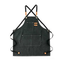 캔버스데님 카페 공방 바리스타 방수 앞치마, 블랙