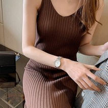 홍공장(당일출고) 뷔스티에 니트 롱 골지 원피스