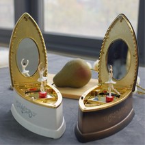 엔틱 다리미모양 발레리나 오르골 보석함 성탄절 멜로디인형, 브라운