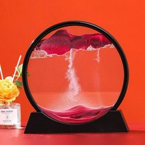 북유럽 무빙 샌드 아트 액체 모래 시계 흐르는 풍경 라운드 퀵샌드 페인팅 홈 장식 선물 3D, 5 inch, 7 Black Base-Pink
