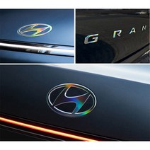 그랜져 GN7 현대 로고 엠블렘 포인트 데칼 스티커, 카본화이트, 레터링 엠블럼