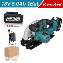 전기톱 Kamolee-가정용 전기 원형톱 7 인치 21V 6.0Ah 6000mAh Makita 18V 배터리 호환 DIY, [02] 5.0Ah 18V 1Bat, [02] EU