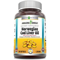 Amazing 오메가 노르웨이산 대구 간오일 1250mg 250정 오메가3 EPA/DHA, 1병