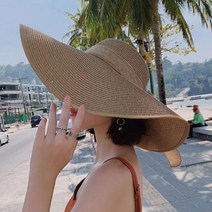 비치모자 대형 여자비치모자 해변 여름 밀짚 모자 비치 보호 큰 처마 어부 와이드 브림 Foldable 롤 여행을위한 파나마