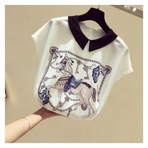 긴팔블라우스 실크블라우스 여성 소매 와이드 루즈핏 플랫카라 플라워 프린팅 슬림핏 반팔셔츠 상의 가을 4973417509