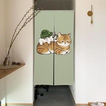셀프가벽 문 커튼 노렌 귀여운 재미 있은 고양이 거실 침실 출입구 파티션 주방 입구 걸이식 반
