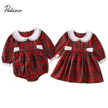 가족사진 의상 패밀리룩 2020 아기 봄 가을 의류 Xmas 유아 소녀 크리스마스 Romper 복장 Bodysuit 격자 무