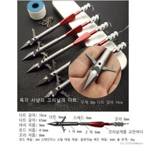 라오농 물고기 사냥 작살 촉 440C 스테인레스 스틸, 6 개의 건달 꼬리 꼬리 다트 5 개, 다트 상자 핀