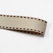 선물포장리본 꽃포장리본 골지 스티치 리본 (폭 5mm 길이90m)(폭 10mm/15mm 길이 45m), 26(샴페인골드+브라운스티치)