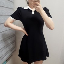 여름 코튼 카라 배색 미니 원피스