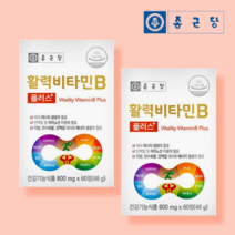 종근당 활력 비타민B 컴플렉스 고함량 고농축 수용성 비타민비 콤플렉스 B1 B2 B6 B12 온가족 패밀리 영양제 알약케이스 포함, 60정 x 2 (4개월)