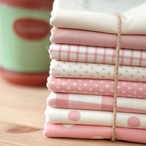 패브릭샵 OX 파스텔 체크 도트 무지 핑크, 3mm체크