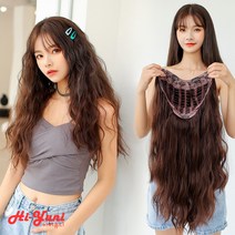 하이유니 히피 펌 반가발 셀프 붙임머리 여자 여성 헤어 피스 패션 부분 가발, 46cm, 네츄럴블랙
