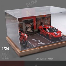 키덜트 미니어처 디오라마 스트리트 주차장 진열장 케이스 보관함 장식장 모형, 가게+차+오토바이