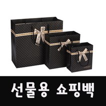 종이쇼핑백 블랙리본 선물쇼핑백 2장 세트 크리스마스 답례품 쇼핑백 튼튼한 고급, 종이쇼핑백 블랙리본 소형 2장