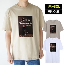 스타토리 존레논 오버핏 남녀공용 전사나염 반팔티셔츠 빅사이즈 M~3XL 반팔 티셔츠