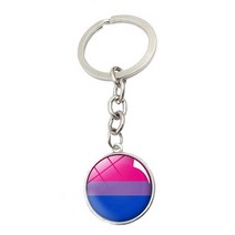 게이 프라이드 keychain jewelry with silver color glass cabochon rainbow pattern double side glass ball, 2