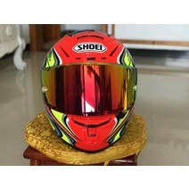 카본헬멧 ABS SHOEI X-fourteen 레드 카토 성격 헬멧 오토바이 사계절 남자와 여자 전체, 06 Golden lens_03 XL