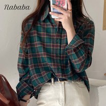 나바바 NB578 여성 캐주얼 체크무늬 셔츠