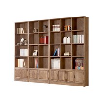 삼나무 책꽂이 책장 서재 거실 원목 책장 수납 진열장, 4자엔틱