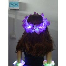 야광팔찌 콘서트 led 야광스틱 형광봉 파티용품 풀업 글로우 hawaii hula 화환, 1pcs 퍼플 wreath