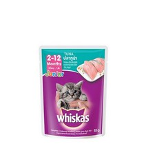 (1+1)위스카스 고양이 주식 파우치 80g, 주니어 참치