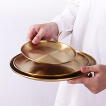 티타늄 원형 접시 4피스 고급 골드 스테인리스 스틸 커틀러리 세트, 23cm 4pcs, 1개