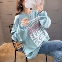 [하나비] 이루스트라헨 여성 가을 라운드넥 루즈핏 스판 레터링 캐주얼 맨투맨