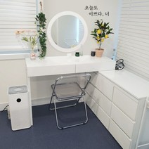 원마인드 비비 와이드체스트+입식ㄱ자받침대 화장대겸책상, 비비 와이드체스트+입식받침대/오크