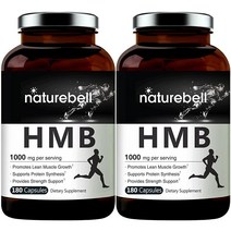 NatureBell 2 Pack HMB Capsules (Beta-Hydroxy Beta-Methylbutyrate) 1000mg Per Serving 360 Counts Supports Lean Muscle Mass Premium HMB Supplements Non-, 2개