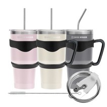 [온누리기획] 텀블러세트 대형 텀블러 900ml 손잡이 스트로우 매그넘 사은품 보온보냉 당일발송 판촉, 크림