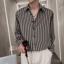 남성 간절기 패턴 프린팅 봄 드레스 셔츠 남자 캐주얼 남방 난방 학생 옷 룩