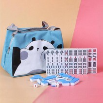 마작패 세트 영행용 미니 중국 마작 게임 세트 어린이용 번체, 03 파란