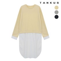 [탱커스] 여성 셔츠 레이어드 롱 원피스