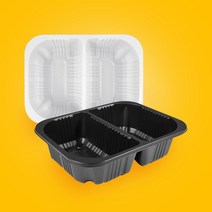 일회용 2칸 실링용기 19155-2B호 300개 800ml 분식 반찬 포장 배달용기 국내생산, 검정(300개)