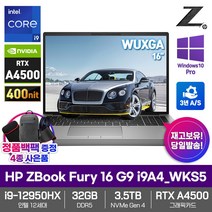 HP 워크스테이션 노트북 ZBook Fury 16 G9 i9A4_WKS5 RTX A4500 12세대i9 NVMe3.5TB 32GB WIN10Pro WUXGA 16형, 실버, 코어i9, 3584GB, WIN10 Pro