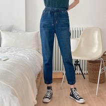 루나제이 여성용 편한 밴딩 8801 진청 데님 조거 팬츠