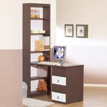 학생책상 디엘르 나이브 1200 h형 책장책상세트, 웬지화이트