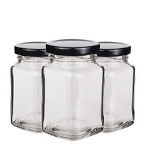 담은 사각쨈200 유리병 미니쨈병 사과쨈병 딸기쨈 60개, 마개 블랙
