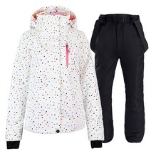 보드 스키 용품 여성용 방수 스키복 스노우보드 겨울 야외 스포츠 재킷 빕 팬츠 세트, [01] S, 01 Jacket Pants BK_01 S