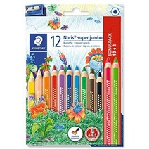 독일 STAEDTLER 129 NC12P1ST 색연필 노리스 슈퍼 점보 내파손성 향상 극도의 도선 육각형 ABS 시스템 매력적인 별 엠보싱 12가지 화려한 색상과 연필 색연필, 12 색연필, 1 세트