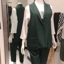 씨엠큐브 SH02 조끼50% 린넨 베스트 그린 베스트50프로 CMVW21401