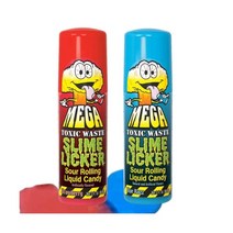 Candy Dynamics 독성 폐기물 메가(일반보다 50% 더 많음) 슬라임 리커 블루 래즈 딸기 사워 롤링 액상 캔디 1개 각 3온스(2팩 총 6개) 파란색 빨색 7그램